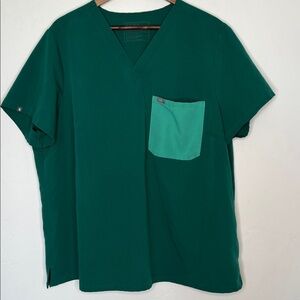 Figs Catarina Scrub Top Teal Colorblock 4XL 1SW10003 Medical Uniform PO4173
